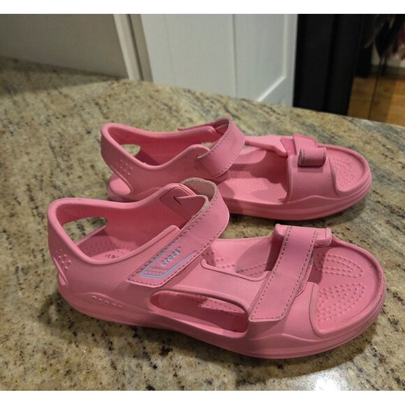 Crocs 206267 Kids Pink Lemonade Swiftwater Expedition Sandals Straps Size US J2 - Picture 1 of 14
